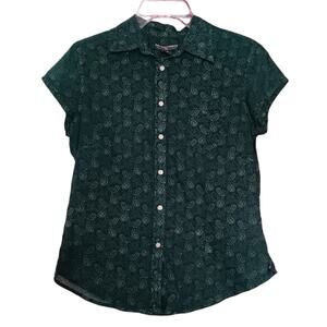 VINTAGE Y2K RALPH LAUREN Polo Jeans Blouse Top‎ LG Worn-in Retro Paisley Green